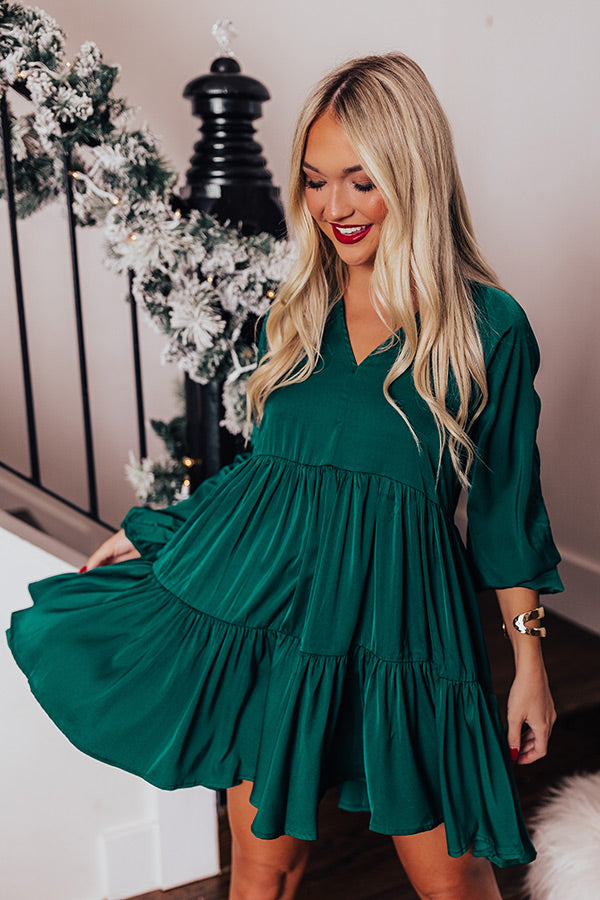 Chic On The Scene Shift Dress In Hunter Green