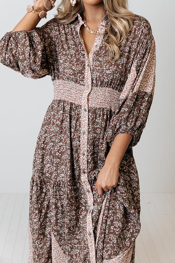 Swept Up In Soho Floral Maxi In Hazelnut Image - 2