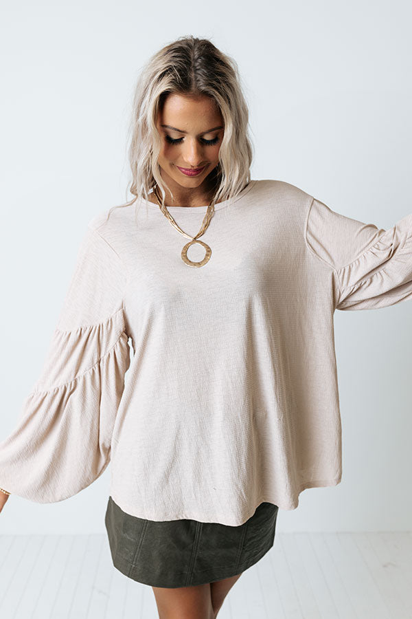 Love And Joy Shift Top In Light Taupe Image - 2