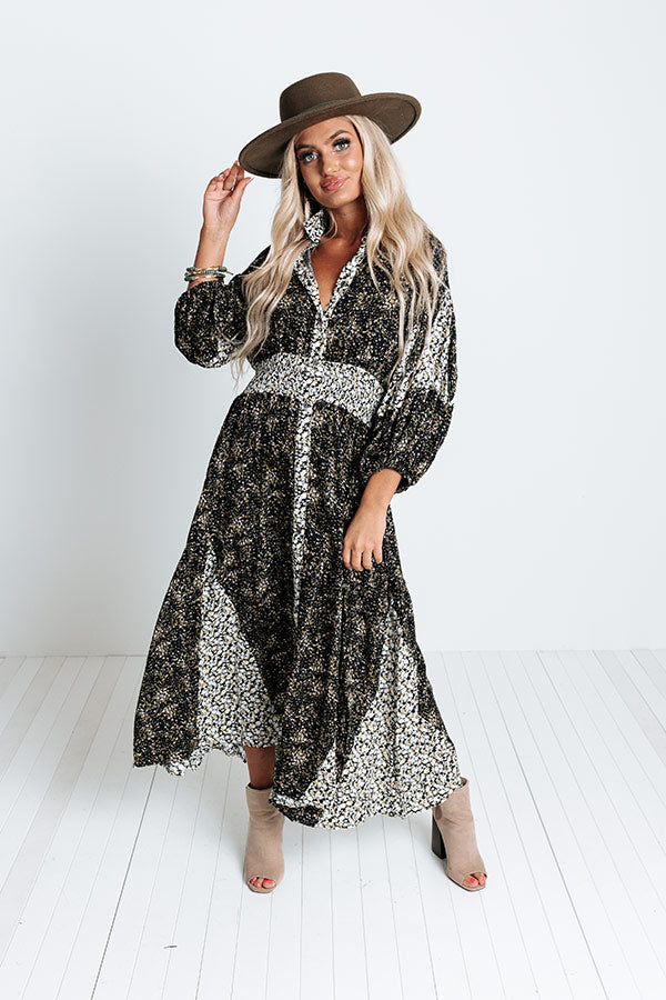 Swept Up In Soho Floral Maxi In Black Image - 1