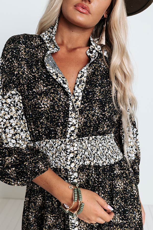 Swept Up In Soho Floral Maxi In Black Image - 2