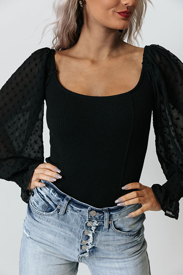 Sneak Away Bodysuit In Black Image - 5