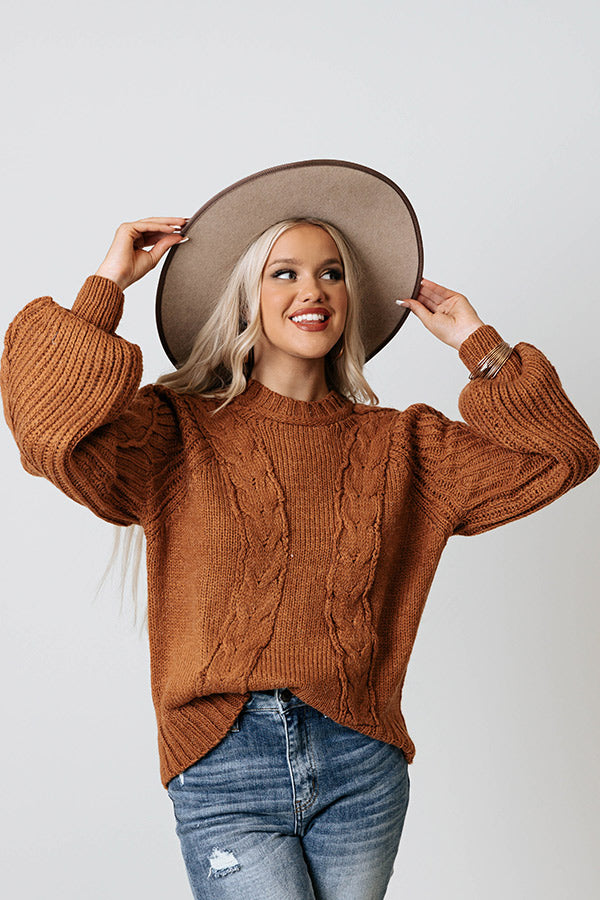 Trading Kisses Cable Knit Sweater In Pumpkin Image - 1