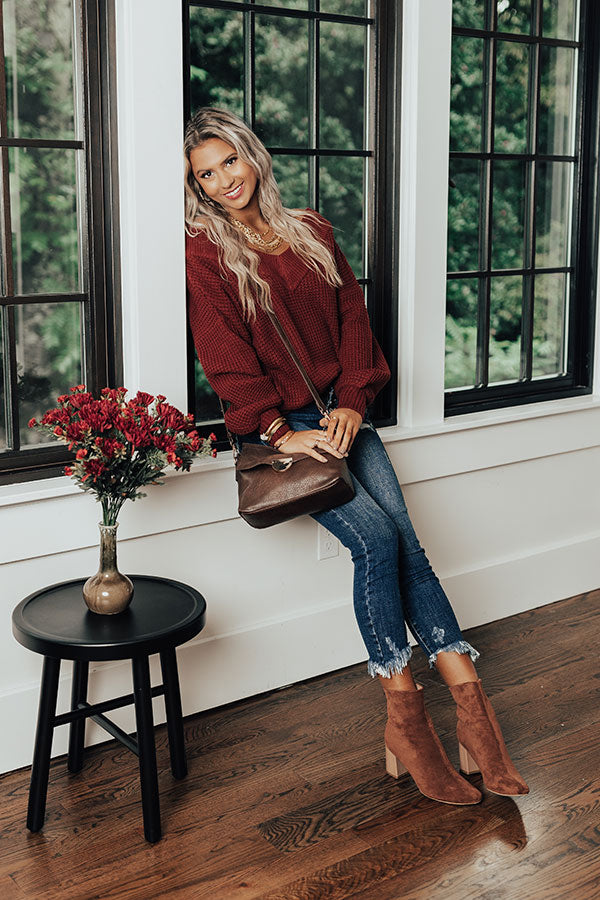 Aspen All Over Knit Sweater In Aurora Red