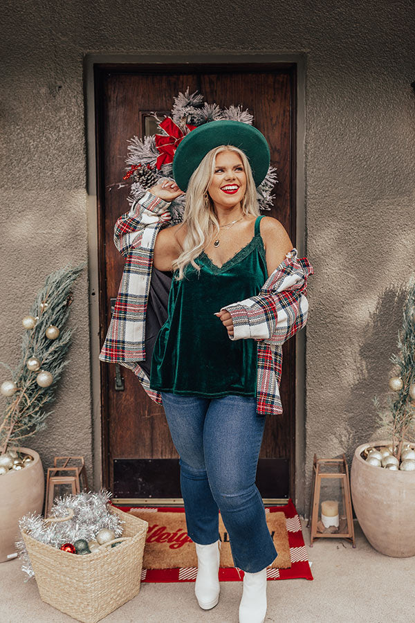 Best View Velvet Top In Hunter Green Curves Image - 2