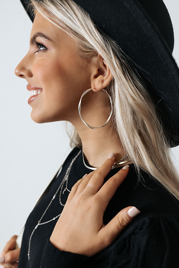 Calling Home Hoop Earrings In Silver Image - 2