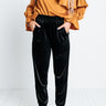 Midnight Dreams Velvet Joggers in Black Image - 1