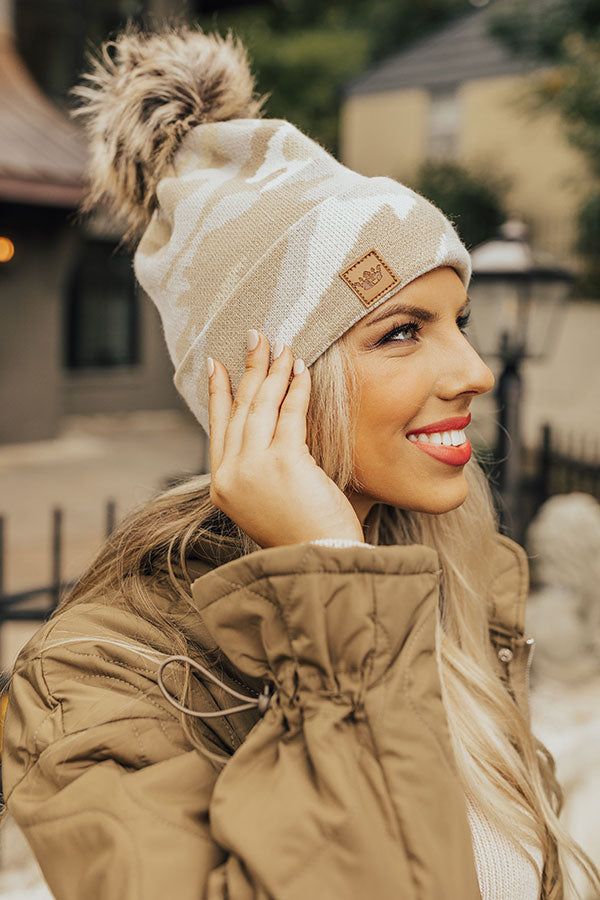 Denver Nights Camo Beanie In Beige Image - 1