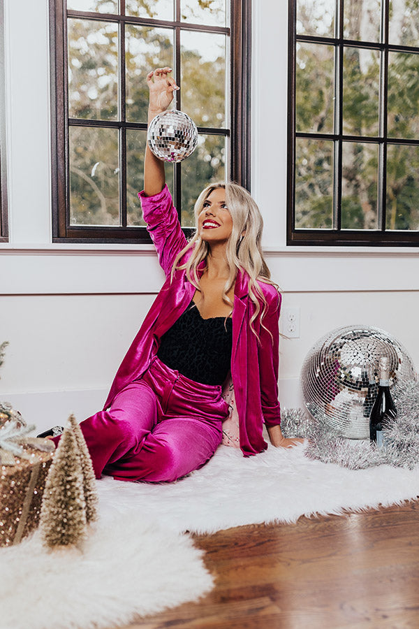 Chic Influencer Velvet Blazer In Fuchsia