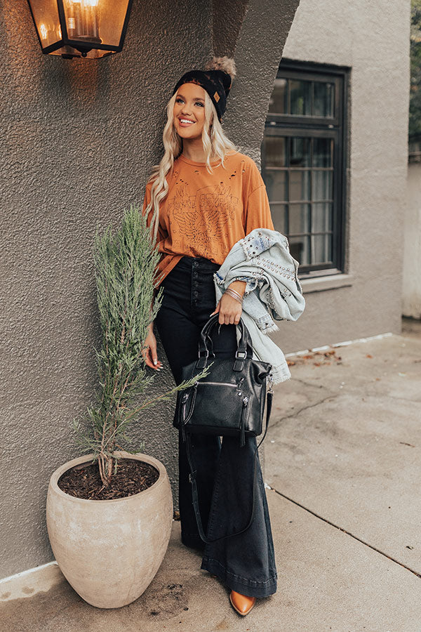 Free Spirit Distressed Graphic Tee In Rust