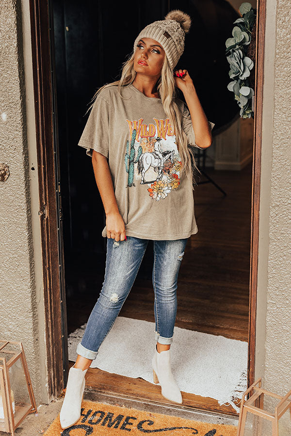 Wild West Mineral Wash Graphic Tee In Light Taupe Image - 2
