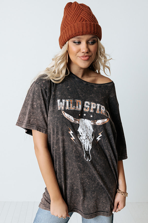 Wild Spirit Mineral Wash Graphic Tee In Blush Image - 2