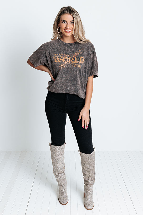 World Tour Mineral Wash Graphic Tee in Blush Image - 1