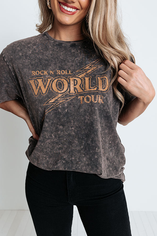 World Tour Mineral Wash Graphic Tee in Blush Image - 2