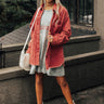 Corduroy Cutie Button Up Top In Rose Image - 1