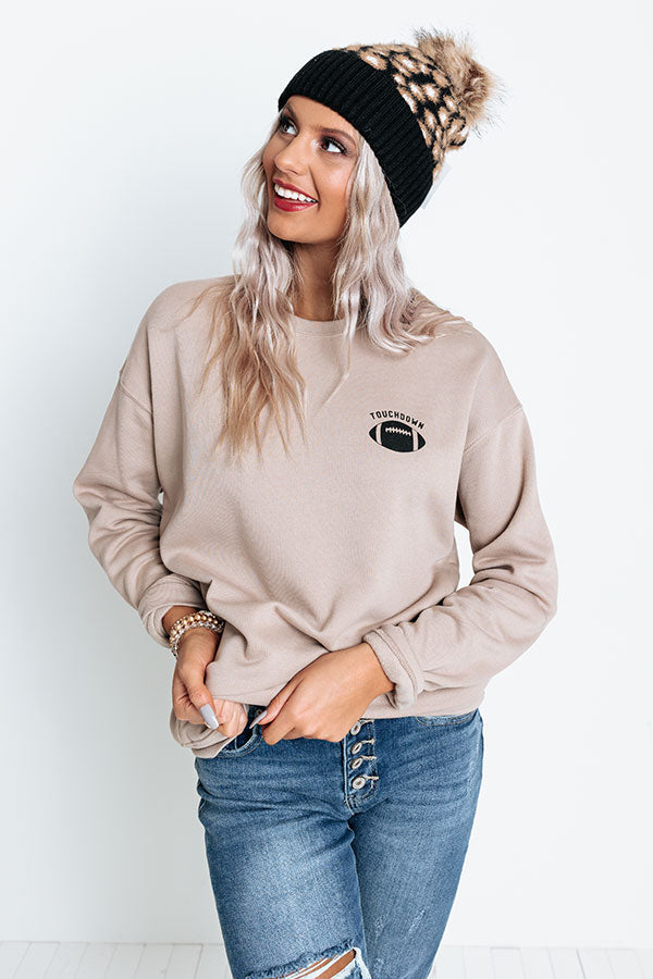 Game Day Graphic Sweatshirt In Warm Taupe Image - 1