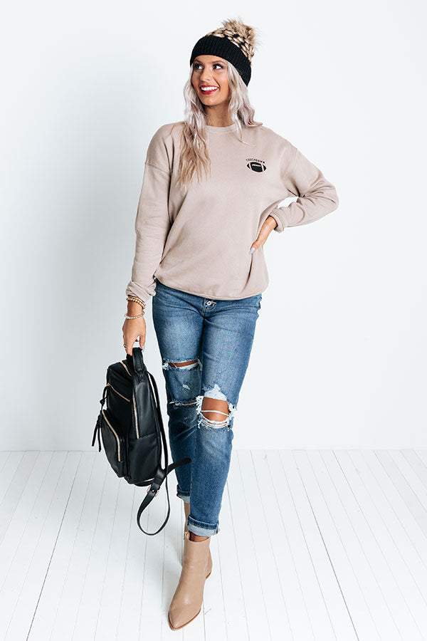Game Day Graphic Sweatshirt In Warm Taupe Image - 2