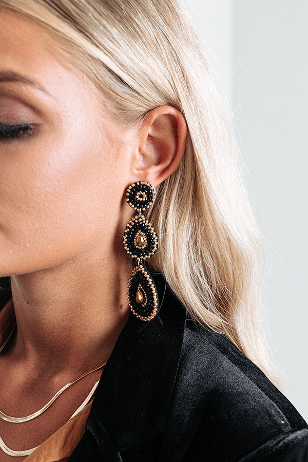 Painting Paris Beaded Earrings In Black Image - 2