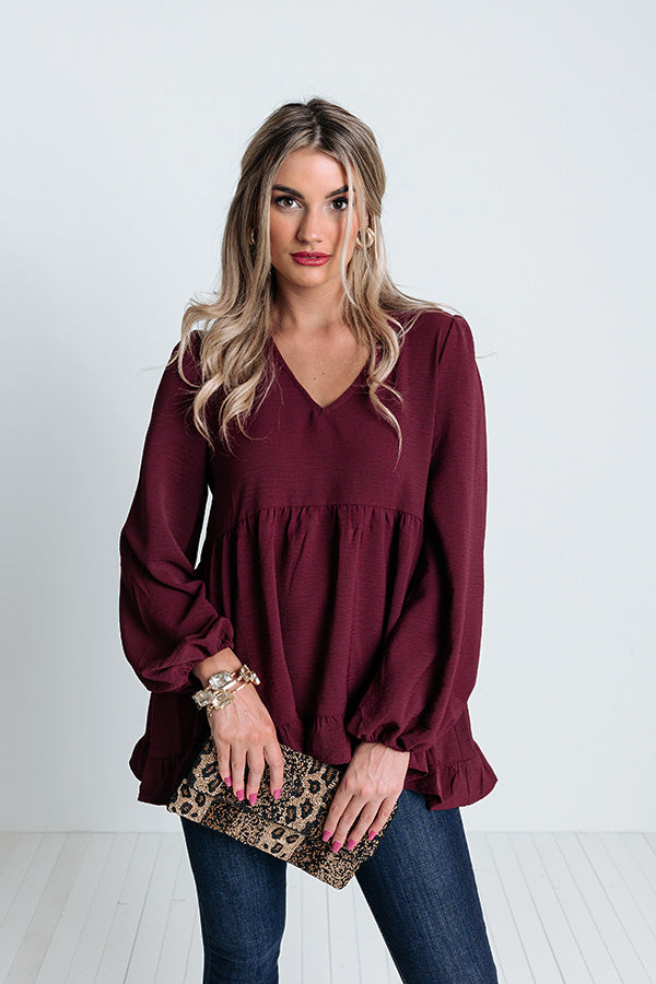 Mythical Moment Shift Top In Merlot Image - 1