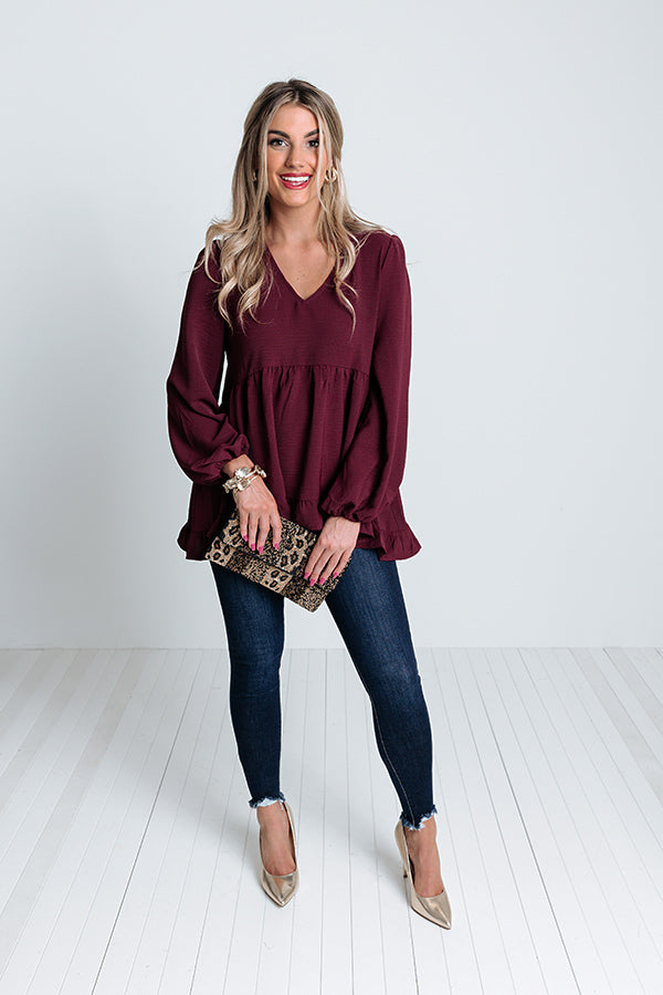 Mythical Moment Shift Top In Merlot Image - 2