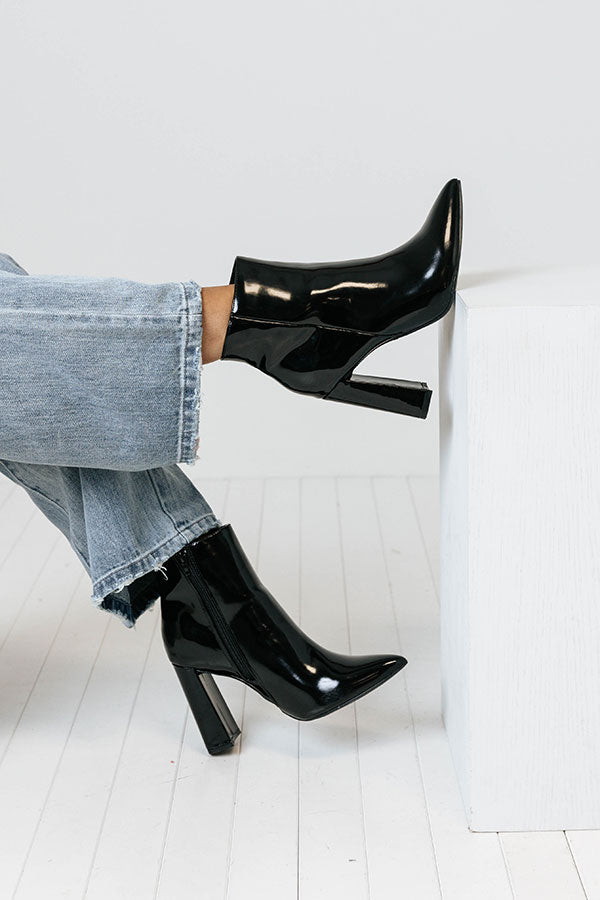 The Eldora Patent Bootie In Black Image - 1