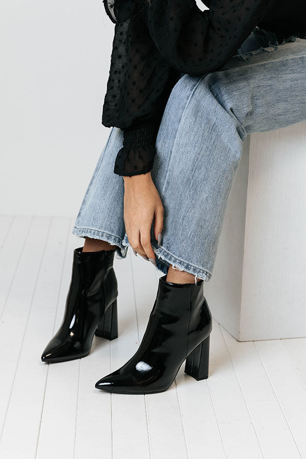 The Eldora Patent Bootie In Black Image - 2