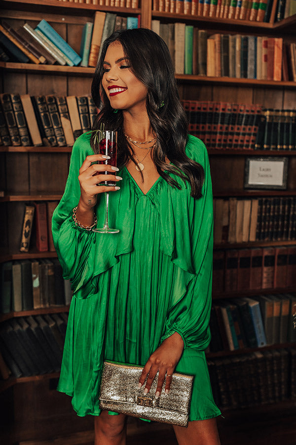 Impeccably Dressed Satin Dress In Kelly Green Image - 2