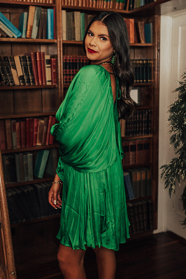 Impeccably Dressed Satin Dress In Kelly Green Image - 3