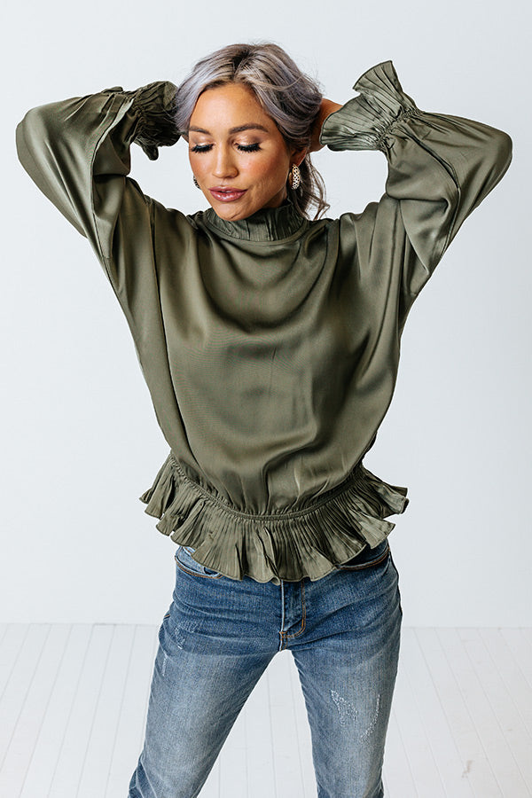 Stating Facts Shift Top In Army Green Image - 2