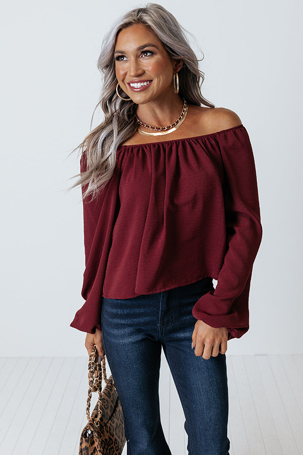 Joy All Around Shift Top In Merlot