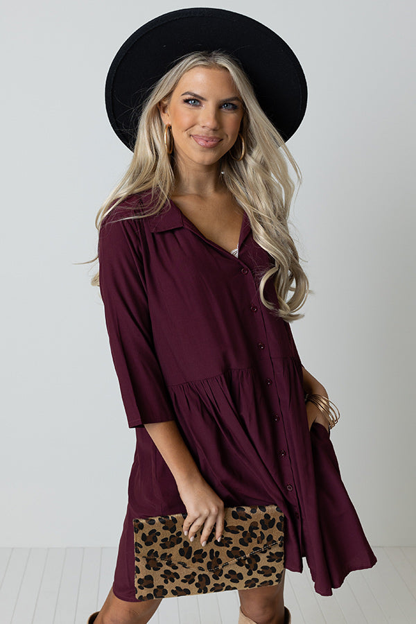 Always On Time Babydoll Tunic Dress In Maroon Image - 1