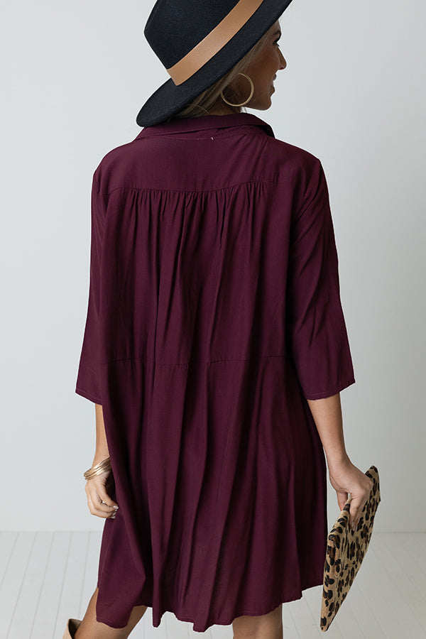 Always On Time Babydoll Tunic Dress In Maroon Image - 4