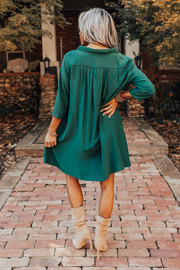 Always On Time Babydoll Tunic Dress In Green Image - 5