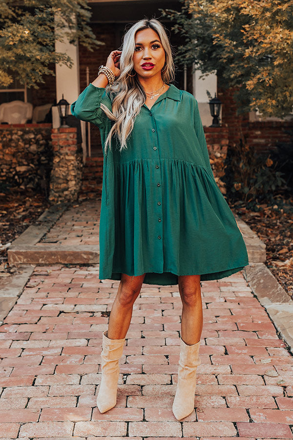 Always On Time Babydoll Tunic Dress In Green Image - 1