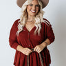 Patio Date Babydoll Top In Rust Curves Image - 1