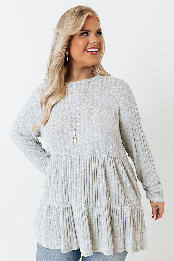 Worth The Wait Shift Top In Grey Curves Image - 2