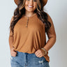 Party Perfection Ribbed Henley Tank In Light Chocolate Curves Image - 1