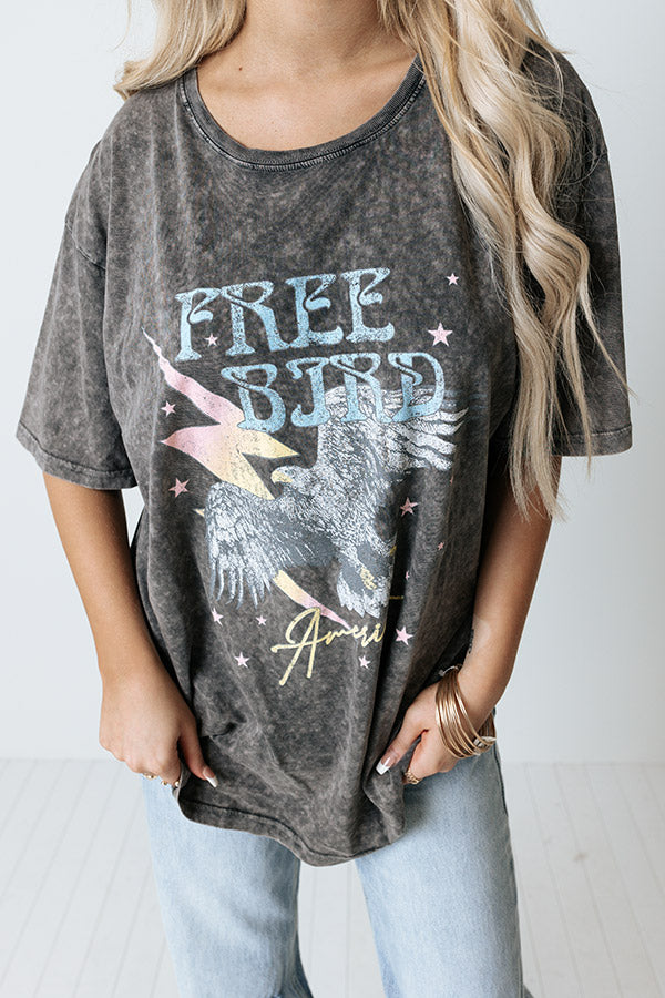 Free Bird Mineral Wash Graphic Tee In Vintage Black Image - 1