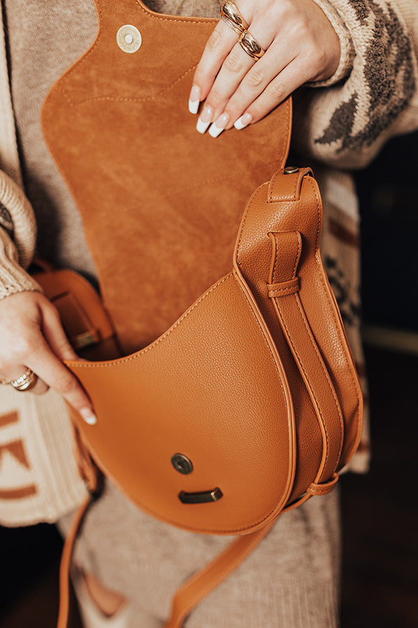 Stating Facts Faux Leather Crossbody In Camel Image - 2