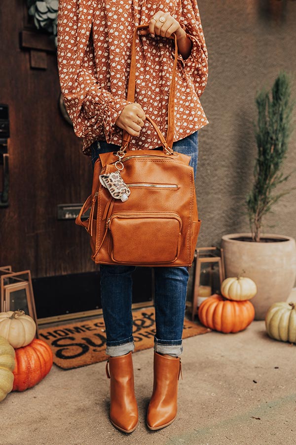 Pay It Forward Faux Leather Backpack In Dark Camel