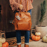 Pay It Forward Faux Leather Backpack In Dark Camel Image - 1
