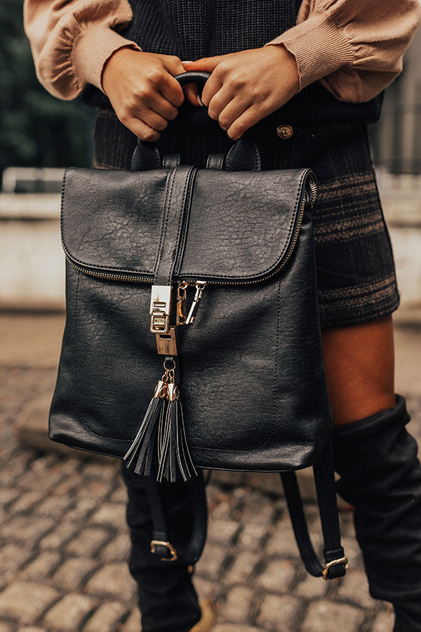 Steal Away Faux Leather Backpack In Black