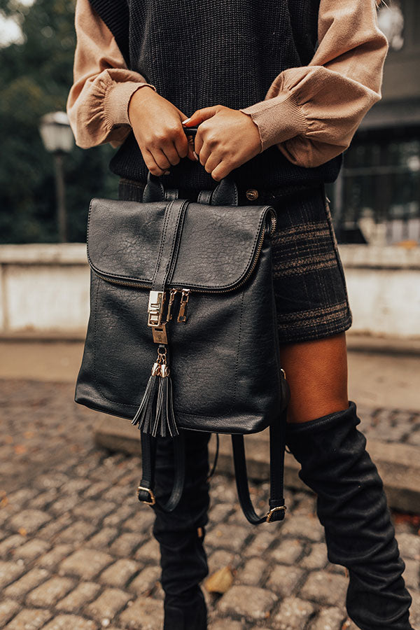 Steal Away Faux Leather Backpack In Black Image - 2