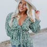 Stolen Moment Floral Front Tie Top In Pear Image - 1