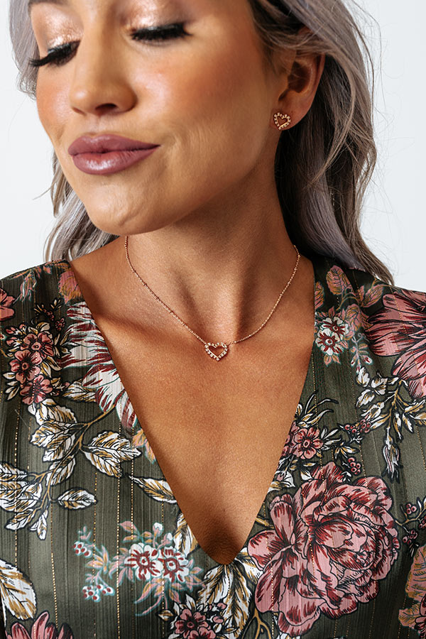 Kendra Scott Ari Heart Rose Gold Pendant Necklace in White Crystal Image - 1