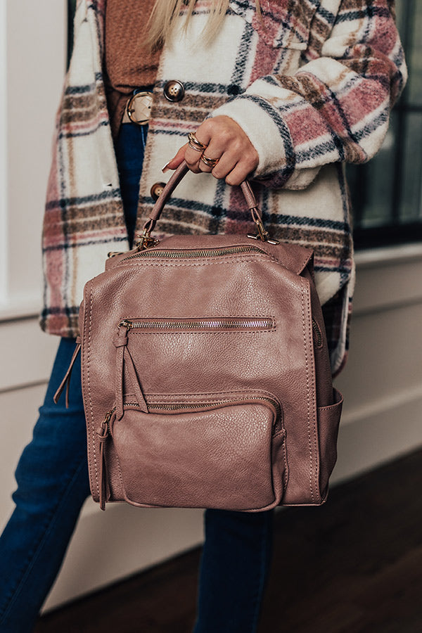 Pay It Forward Faux Leather Backpack In Dark Blush Image - 2