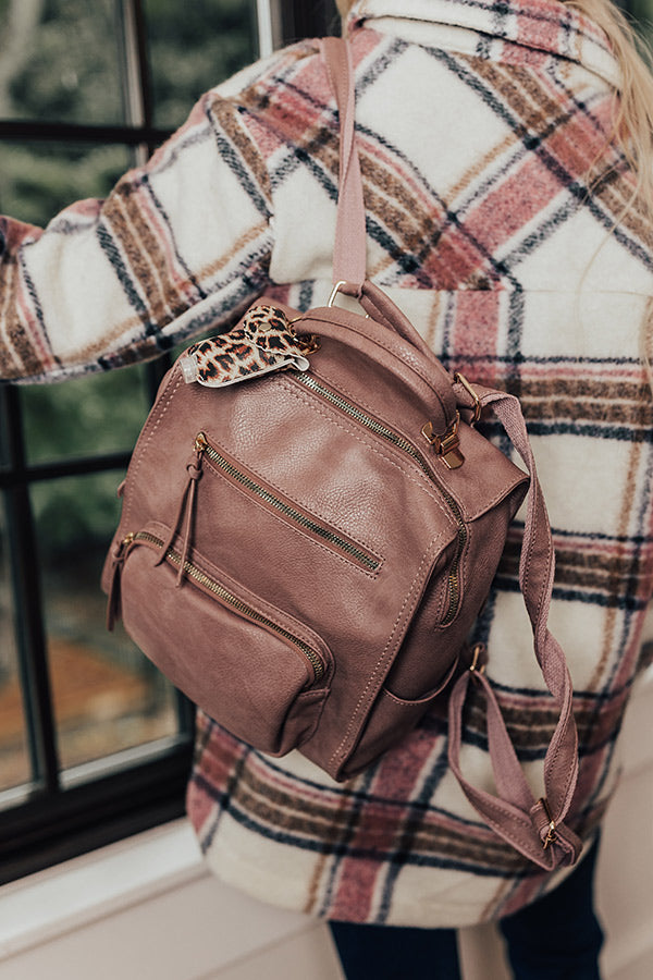 Pay It Forward Faux Leather Backpack In Dark Blush Image - 1