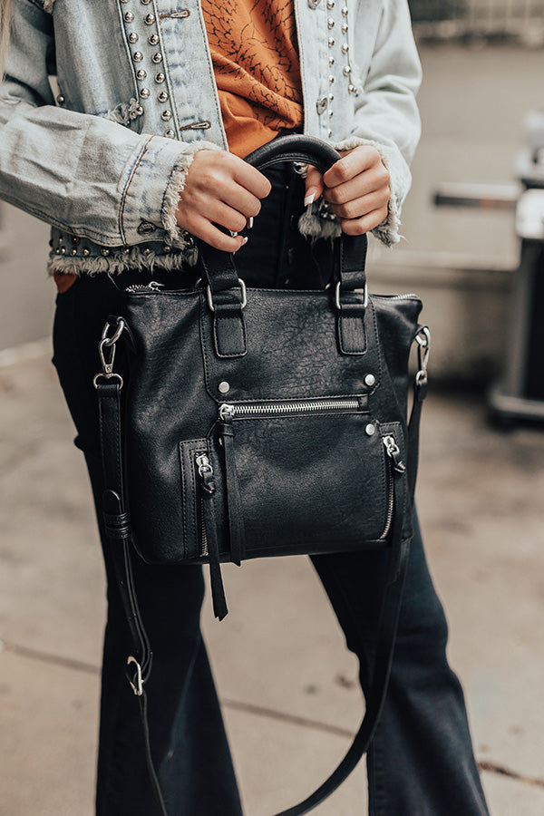 Thankful Thoughts Faux Leather Crossbody In Black