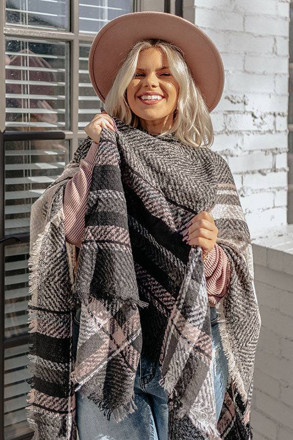 Cuddle Down Poncho In Black Curves Image - 1