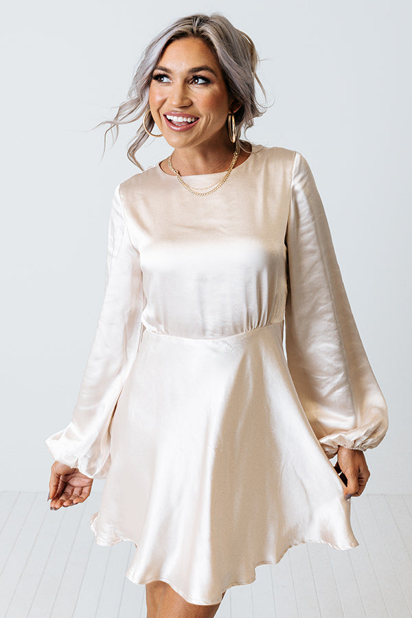 Honor Your Love Satin Dress In Champagne